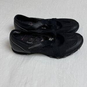 Vintage Y2K Black Skechers Mary Jane Flats Shoes Size 9.5 Criss Cross Straps